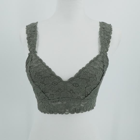 Aerie Bralette Womens M Green Lace Stretch Adjustable Straps‎ Cottagecore Boho - Picture 1 of 9